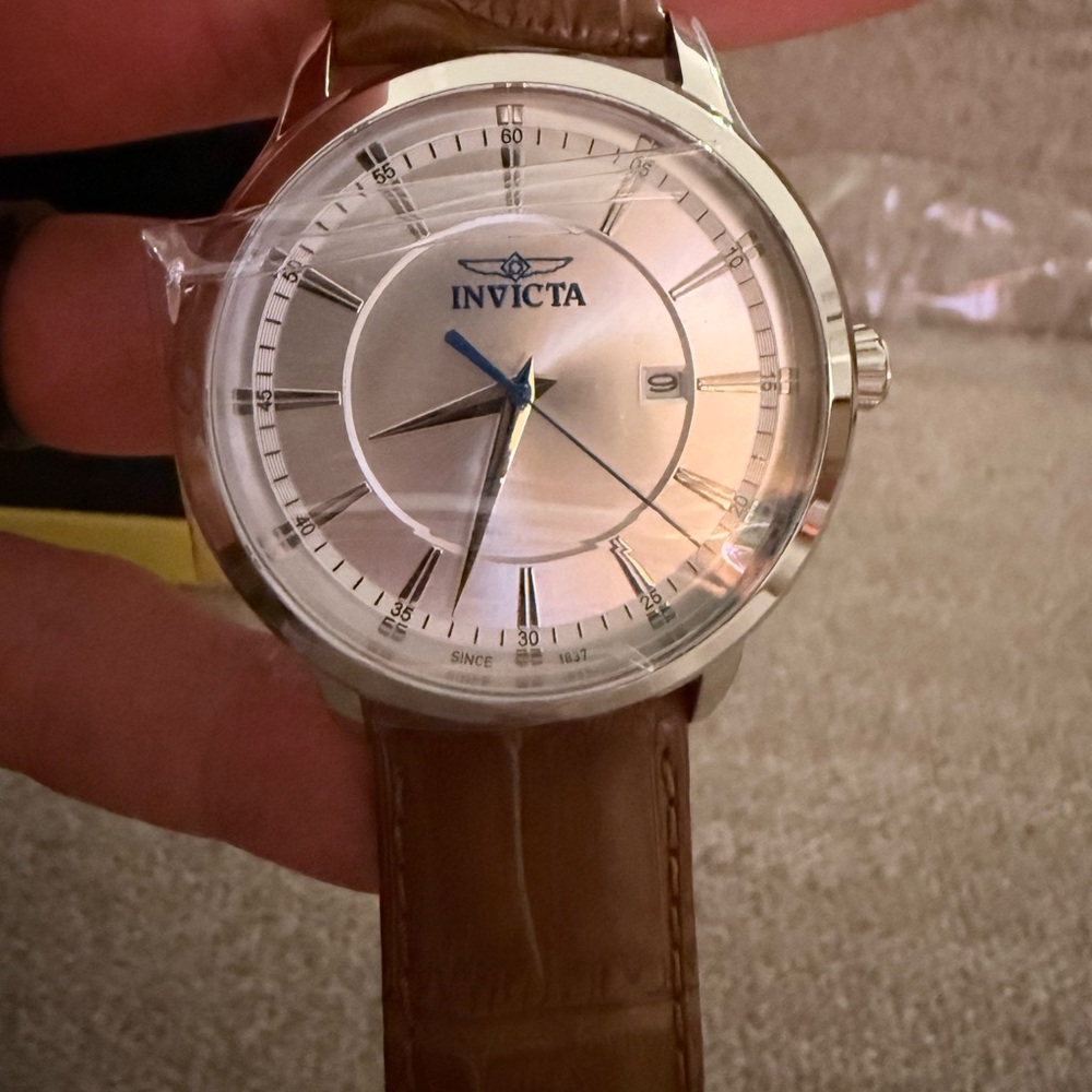 Invicta Stainless Steel Watch with Tan Strap